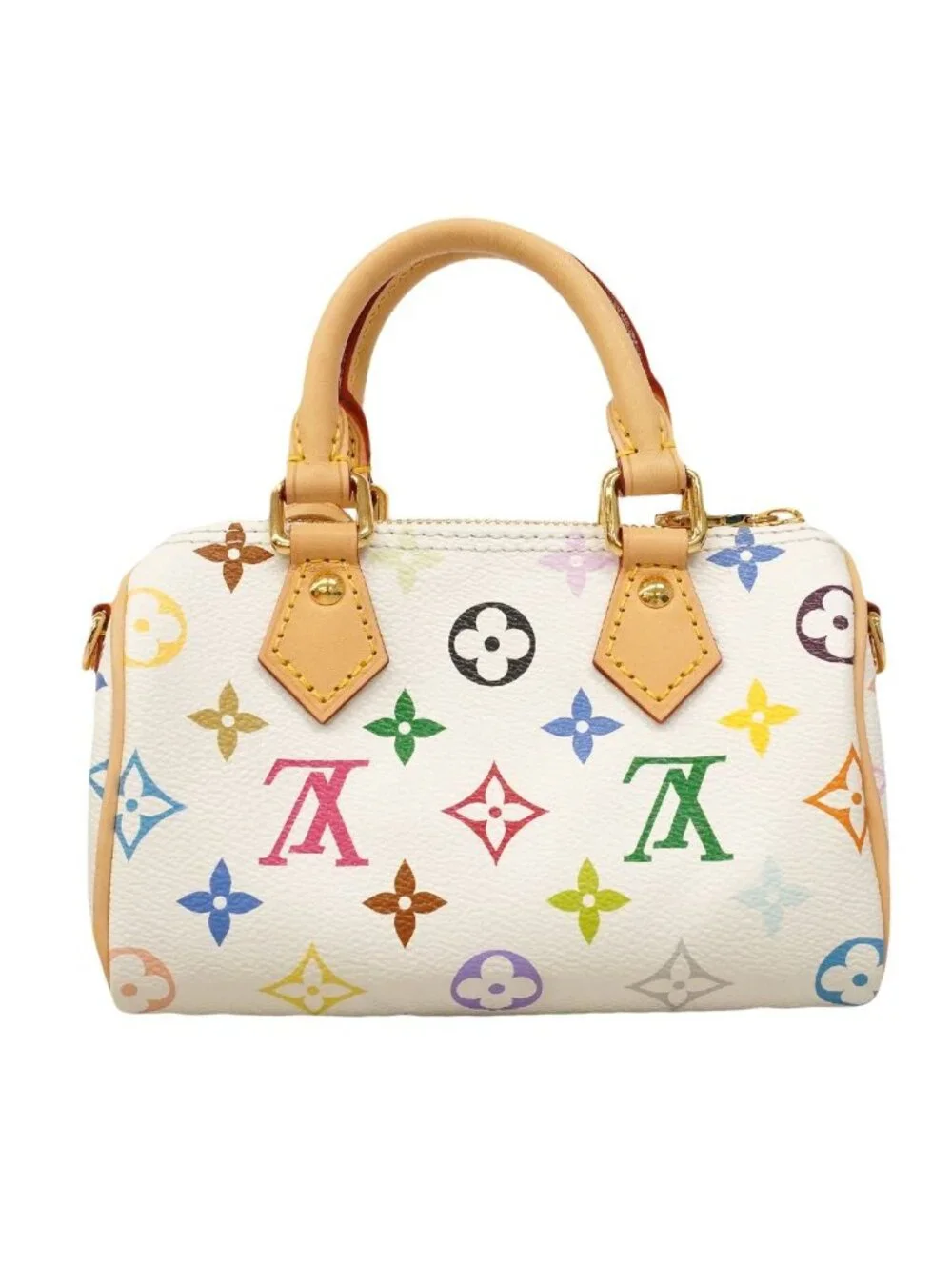 Louis Vuitton Handbag Monogram Multicolor Nano Speedy Blanc 2-Way